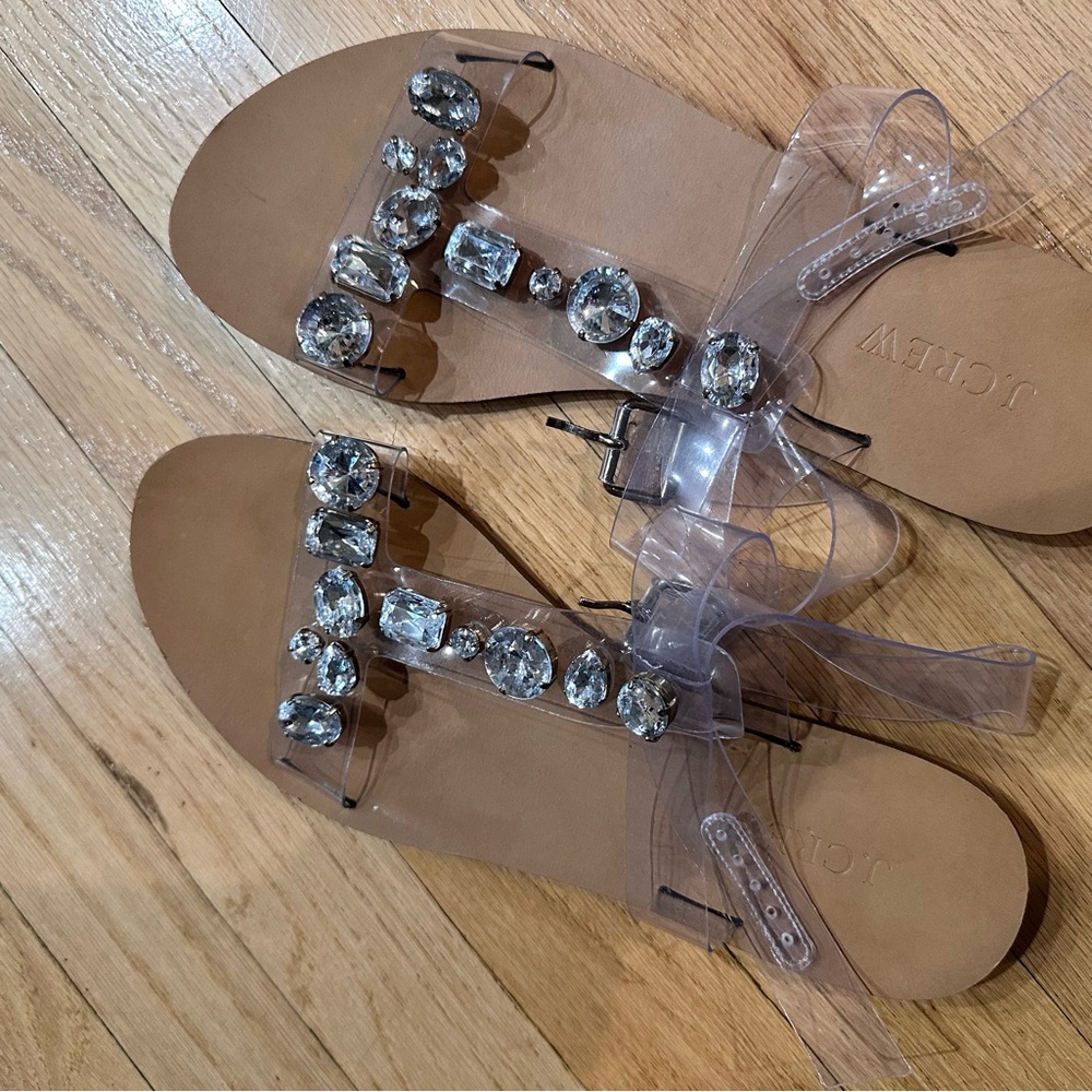 J. Crew Tan Crystal Embellished Sandals